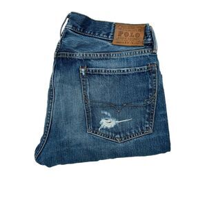 Polo Ralph‎ Lauren Mens Denim Blue Size 35 Selvedge Jean Shorts Raw Hem